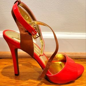 Jessica Simpson red strappy heels